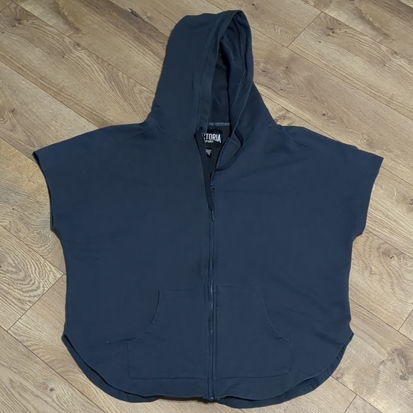 Victoria's Secret Jackets & Blazers - VICTORIA'S Sport Grey Mesh HOODIE JACKET ZIP UP Short Sleeve oversized Sz Medium